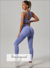 Ribbed Yoga Set with Cutout-Back Bra: Shorts or Leggings - Sun Imperial product photo 20