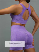 Ribbed Yoga Set with Cutout-Back Bra: Shorts or Leggings - Sun Imperial product photo 2