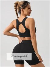 Ribbed Yoga Set with Cutout-Back Bra: Shorts or Leggings - Sun Imperial product photo 31