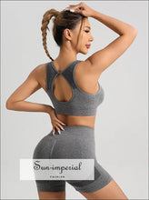 Ribbed Yoga Set with Cutout-Back Bra: Shorts or Leggings - Sun Imperial product photo 32