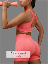 Ribbed Yoga Set with Cutout-Back Bra: Shorts or Leggings - Sun Imperial product photo 3