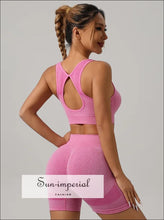 Ribbed Yoga Set with Cutout-Back Bra: Shorts or Leggings - Sun Imperial product photo 41