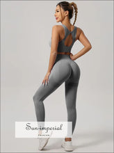 Ribbed Yoga Set with Cutout-Back Bra: Shorts or Leggings - Sun Imperial product photo 47