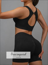 Ribbed Yoga Set with Cutout-Back Bra: Shorts or Leggings - Sun Imperial product photo 4