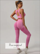 Ribbed Yoga Set with Cutout-Back Bra: Shorts or Leggings - Sun Imperial product photo 55