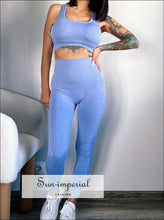 Ribbed Yoga Set with Cutout-Back Bra: Shorts or Leggings - Sun Imperial product photo 5