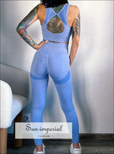 Ribbed Yoga Set with Cutout-Back Bra: Shorts or Leggings - Sun Imperial product photo 6