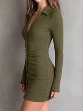 Ruched Button-Down Bodycon Mini Dress - Sun Imperial product photo 10