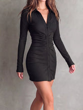 Ruched Button-Down Bodycon Mini Dress - Sun Imperial product photo 2