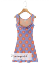 Ruched Contrast Dot Print Sleeveless Mesh Mini Dress boutique women dress, casual party dot print fitted mini mesh dress Sun-Imperial