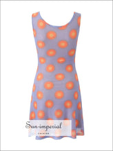 Ruched Contrast Dot Print Sleeveless Mesh Mini Dress boutique women dress, casual party dot print fitted mini mesh dress Sun-Imperial