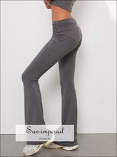Ruched Fold-Waist Stretch Flare Trousers - Sun Imperial product photo 1