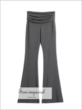 Ruched Fold-Waist Stretch Flare Trousers - Sun Imperial product photo 7