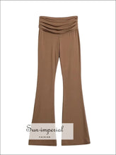Ruched Fold-Waist Stretch Flare Trousers - Sun Imperial product photo 8