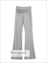 Ruched Fold-Waist Stretch Flare Trousers - Sun Imperial product photo 9