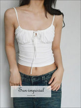 Ruched Tie-Front Cami Crop Top - Sun Imperial product photo 1