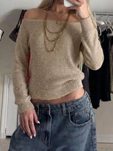 Sequin Off-Shoulder Knit Sweater - Sun Imperial product photo 2