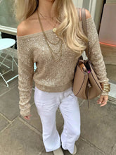 Sequin Off-Shoulder Knit Sweater - Sun Imperial product photo 4