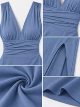 Sleeveless Deep V-Neck Ruched High Slit Bodycon Dress - Sun Imperial product photo 16