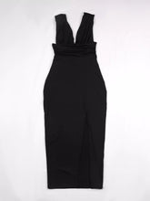 Sleeveless Deep V-Neck Ruched High Slit Bodycon Dress - Sun Imperial product photo 3