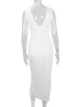 Sleeveless Deep V-Neck Ruched High Slit Bodycon Dress - Sun Imperial product photo 7