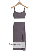 Square-Neck Crop Cami and Side-Slit Midi Skirt Set - Sun Imperial product photo 3