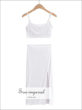 Square-Neck Crop Cami and Side-Slit Midi Skirt Set - Sun Imperial product photo 4