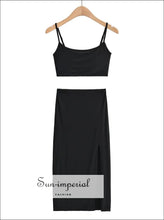 Square-Neck Crop Cami and Side-Slit Midi Skirt Set - Sun Imperial product photo 5
