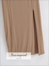 Square-Neck Crop Cami and Side-Slit Midi Skirt Set - Sun Imperial product photo 6