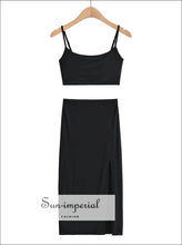 Square-Neck Crop Cami and Side-Slit Midi Skirt Set - Sun Imperial product photo 7