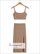 Square-Neck Crop Cami and Side-Slit Midi Skirt Set - Sun Imperial product photo 8