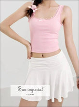Square-Neck Lace-Trim Ribbed Cotton Tank Top - Sun Imperial product photo 5