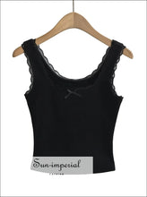 Square-Neck Lace-Trim Ribbed Cotton Tank Top - Sun Imperial product photo 7
