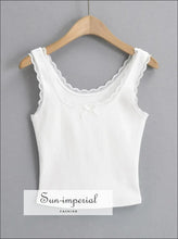 Square-Neck Lace-Trim Ribbed Cotton Tank Top - Sun Imperial product photo 8