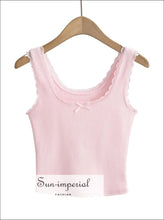 Square-Neck Lace-Trim Ribbed Cotton Tank Top - Sun Imperial product photo 9