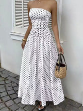 Strapless Polka Dot Ruched Maxi Dress - Sun Imperial product photo 1