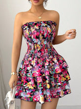 Strapless Smocked Floral Tiered Mini Dress - Sun Imperial product photo 3