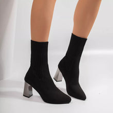 Stretchy Knit Sock Boots with Block Heels - Sun Imperial product photo 3
