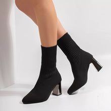 Stretchy Knit Sock Boots with Block Heels - Sun Imperial product photo 4