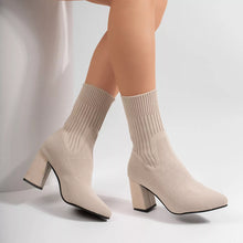 Stretchy Knit Sock Boots with Block Heels - Sun Imperial product photo 7