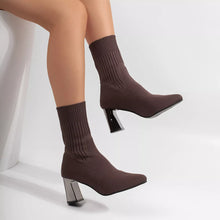 Stretchy Knit Sock Boots with Block Heels - Sun Imperial product photo 8