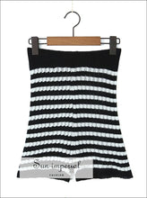Striped Knit Short-Sleeve Crop Top and Shorts Set - Sun Imperial product photo 4