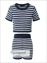 Striped Knit Short-Sleeve Crop Top and Shorts Set - Sun Imperial product photo 6