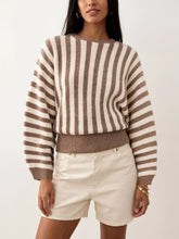 Striped Ribbed Crew-Neck Knit Sweater - Sun Imperial product photo 1