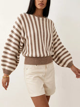 Striped Ribbed Crew-Neck Knit Sweater - Sun Imperial product photo 2