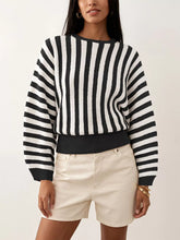 Striped Ribbed Crew-Neck Knit Sweater - Sun Imperial product photo 5