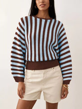 Striped Ribbed Crew-Neck Knit Sweater - Sun Imperial product photo 6