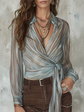 Striped Wrap Shirt with Tie-Front - Sun Imperial product photo 3
