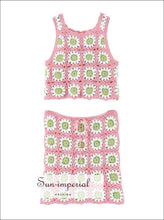 Sunflower Crochet Crop Tank and Mini Skirt Set - Sun Imperial product photo 1