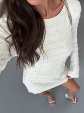Textured Flare Sleeve Bodycon Mini Dress - Sun Imperial product photo 8